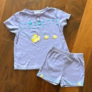Vintage Kids Fish short Set - Purple and Blue sz 6